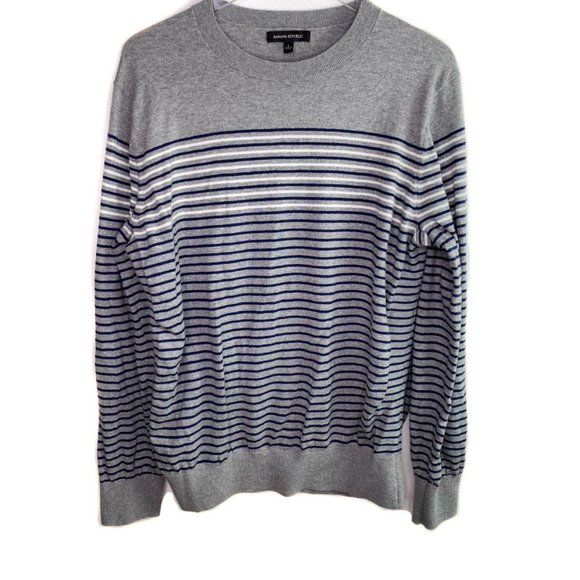 Banana Republic Other - Banana Republic gray blue striped sweater crewneck